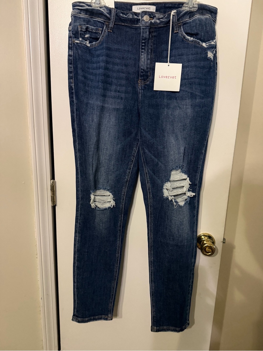 Lovervet Distressed Dark Blue Skinny High Rise Jeans